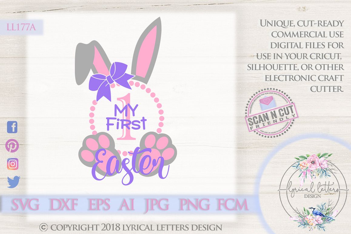 My First Easter Baby Girl Bunny Ears SVG DXF Cut File LL177A example image 1