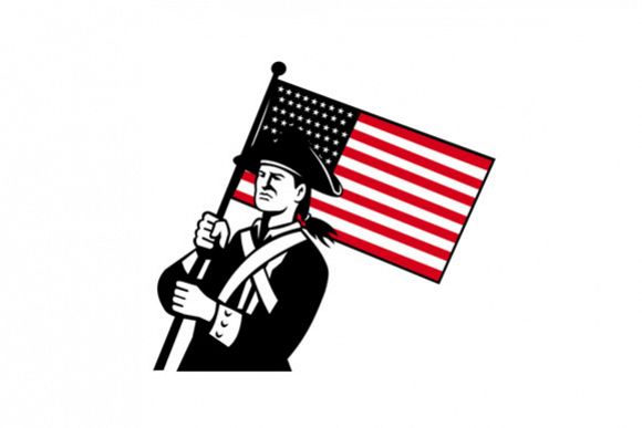 American Patriot Holding Flag Retro example image 1