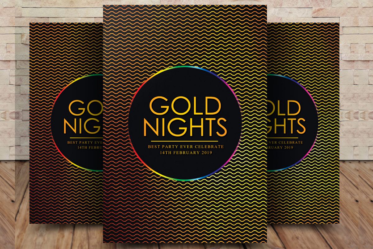 Gold Night Party Flyer example image 1