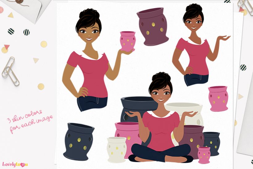 Woman candles character clip art L126 Jewel example image 1