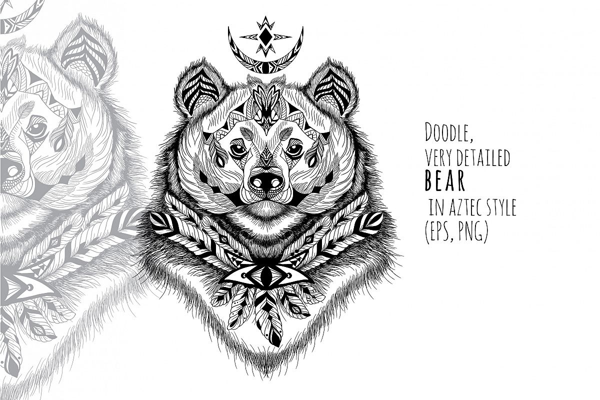 Textured bear in aztec style example image 1
