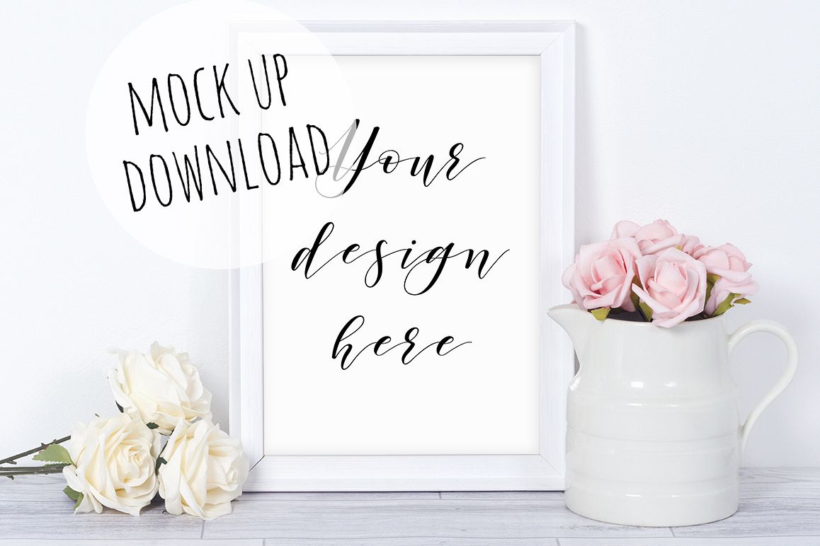 Pretty White Frame Mockup Photograph example image 1