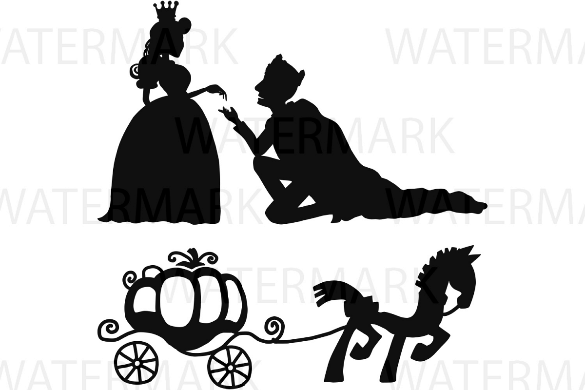 Prince and Princess - horse and carriage - Separated SVG/JPG/PNG - Hand Drawing example image 1