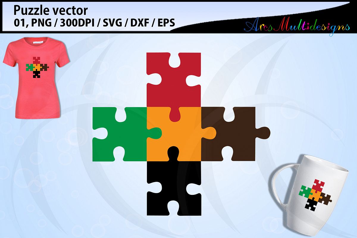 Puzzle clipart svg / puzzle printable / puzzle silhouette example image 1