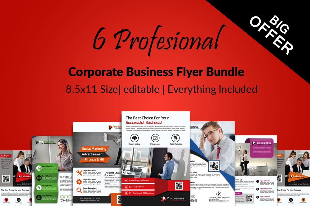 6 Corporate Business Flyers Bundle example image 1