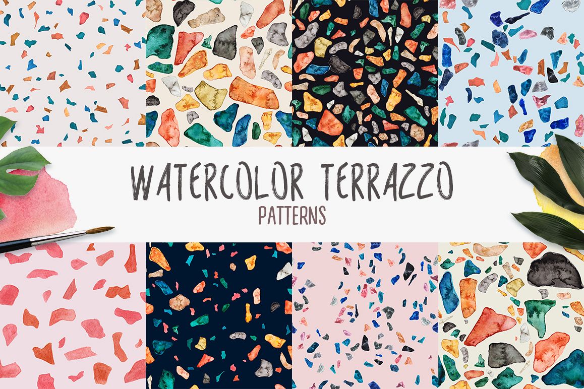 Watercolor Terrazzo Patterns example image 1