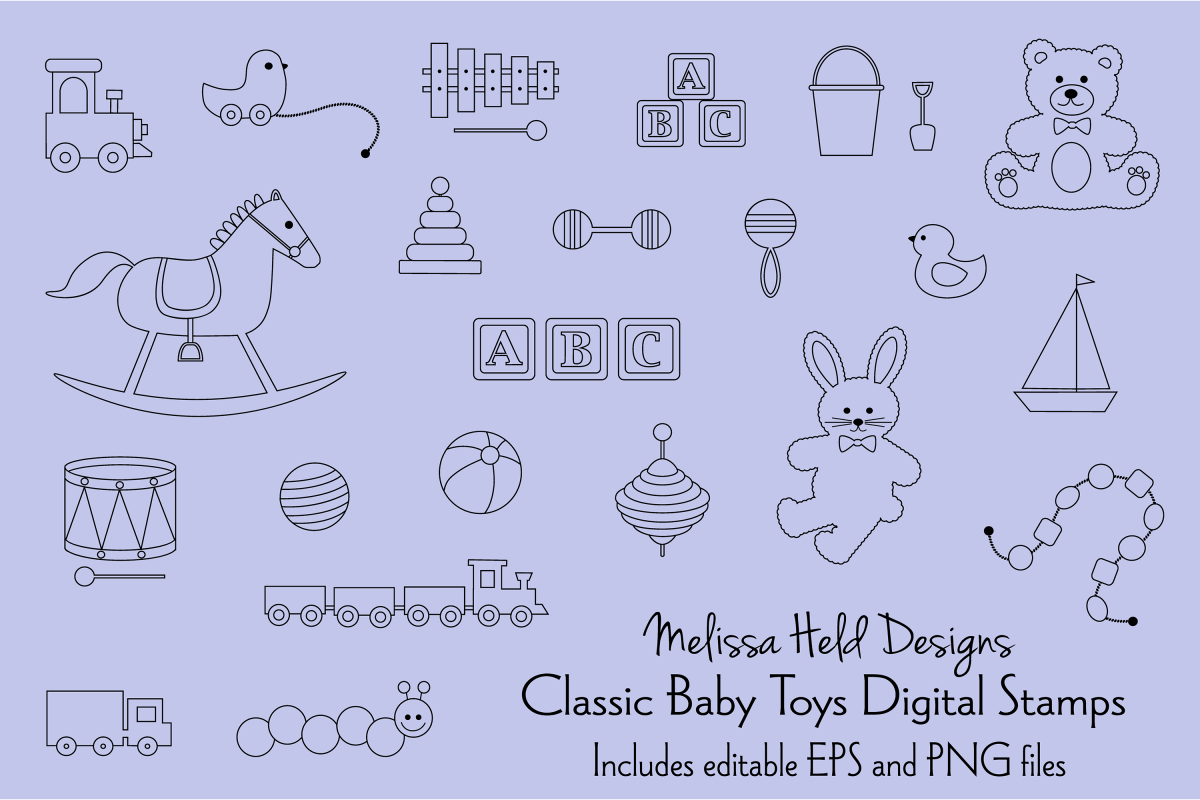 Classic Toys Digital Stamps Clipart example image 1