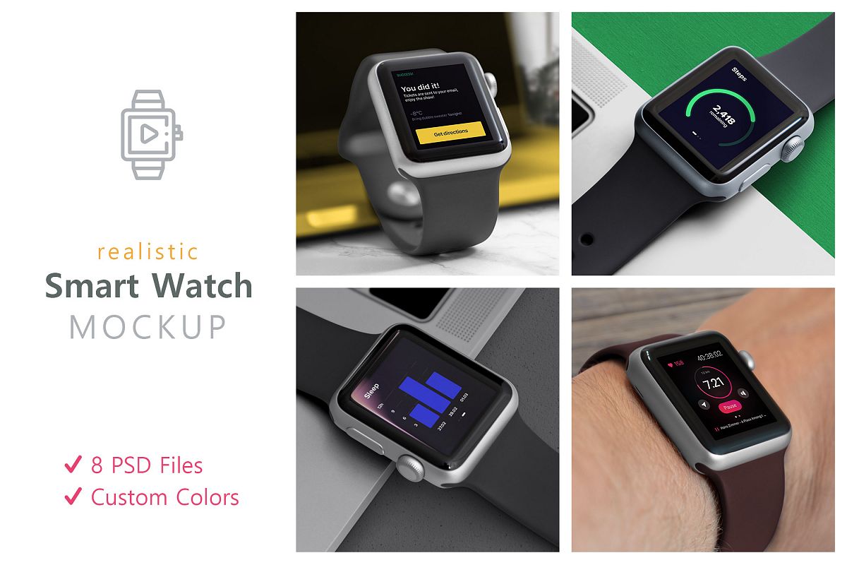 Realistic Smart Watch Mockups example image 1