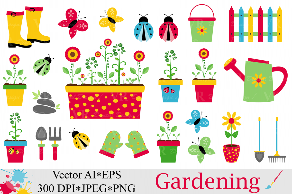 Spring Garden Clipart / Gardening Vector graphics ...