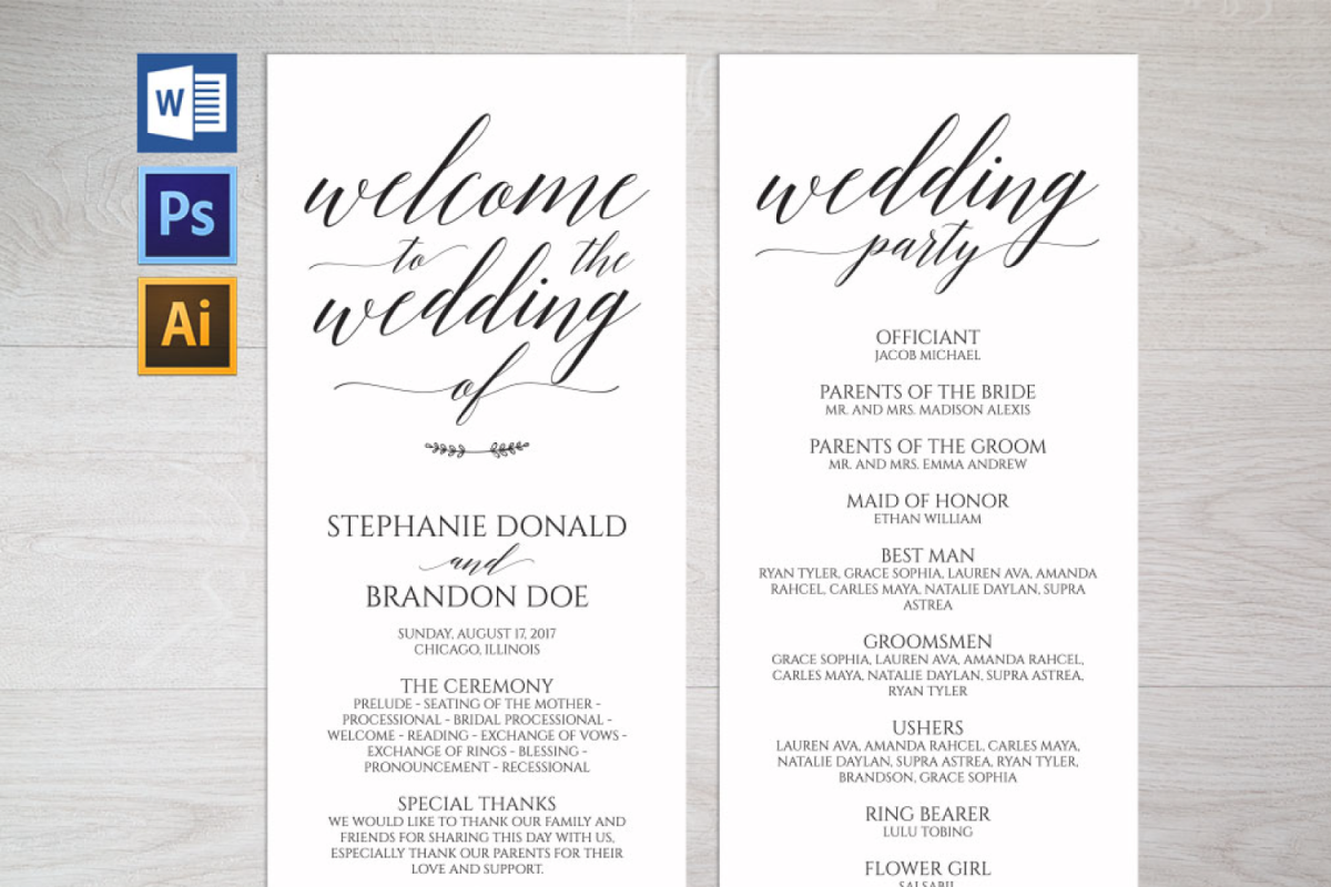 Wedding Program Template 126940 Card Making Design Bundles