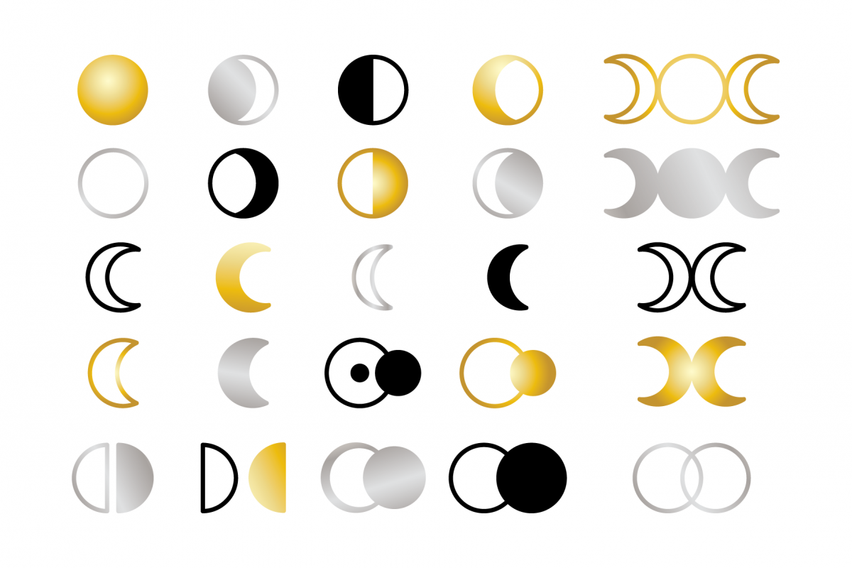 Moon Cycle Icons Clip Art Set example image 1