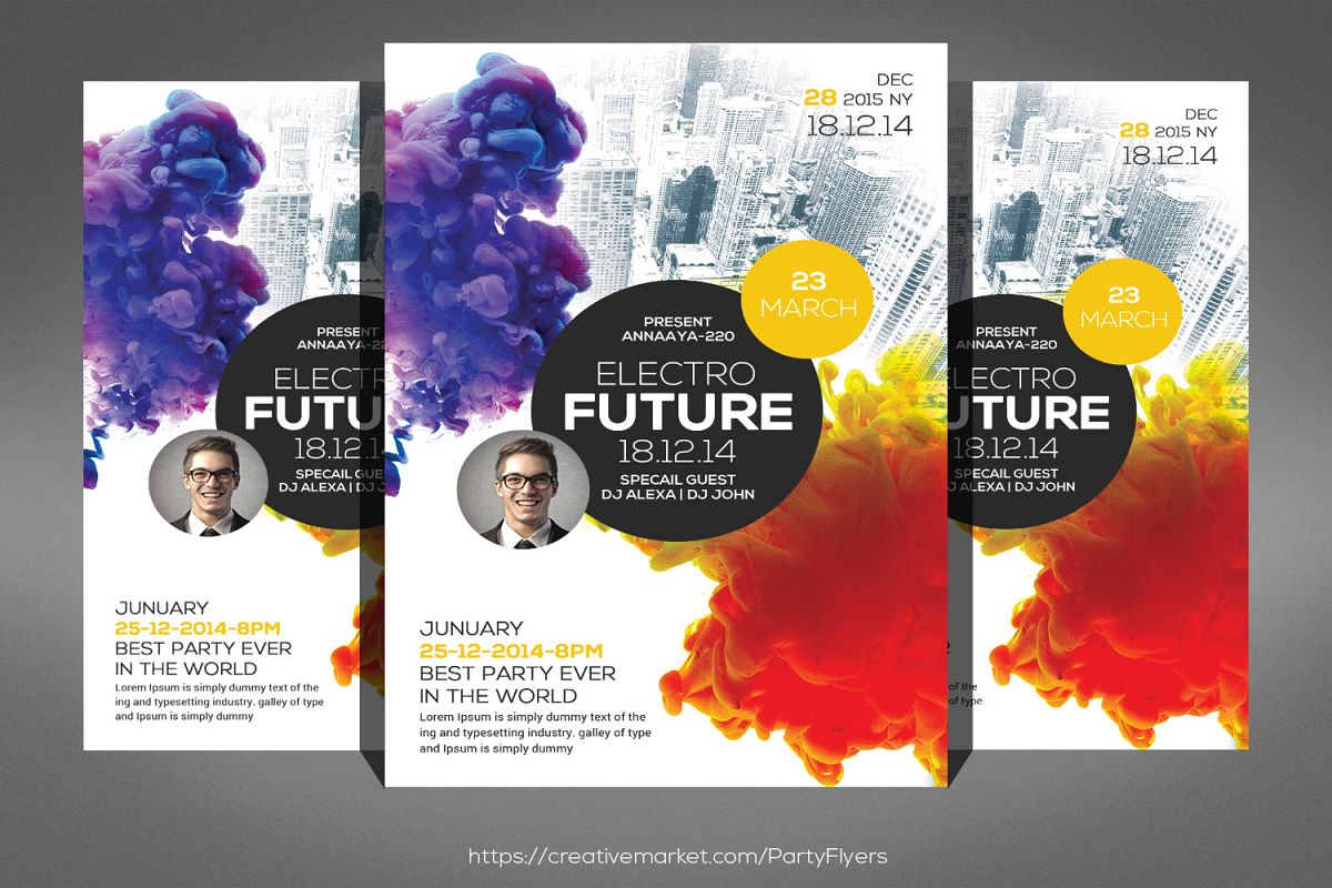 Electro Future Smoke Party Flyer example image 1