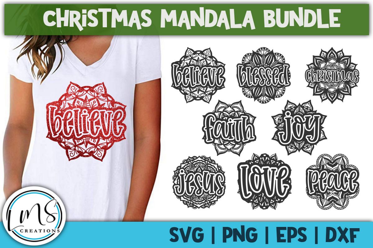 Christmas Mandala Bundle SVG, PNG, EPS, DXF example image 1