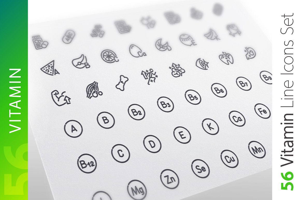 Vitamin Line Icons Set example image 1