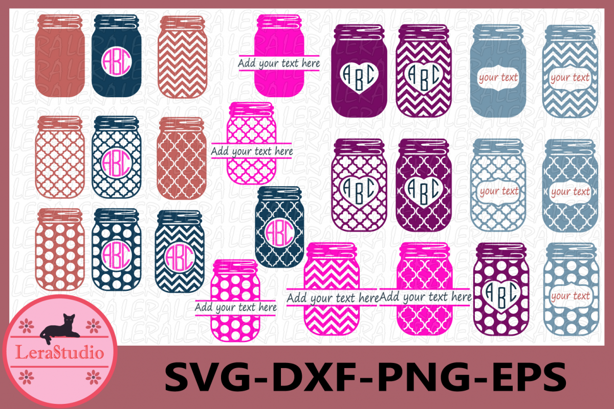 Mason Jar Monogram svg, Mason jar Clip art, Mason Jar svg example image 1