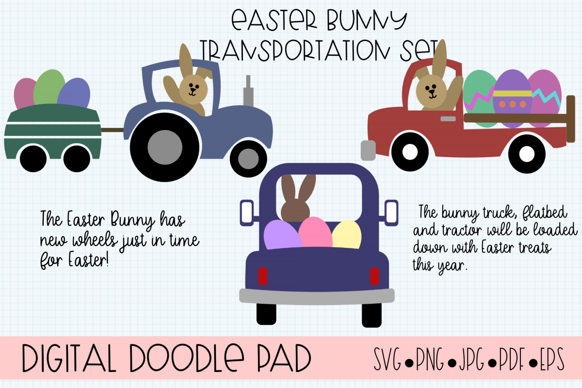 Easter Bunny Transportation Set - Cricut and Silhouette example image 1