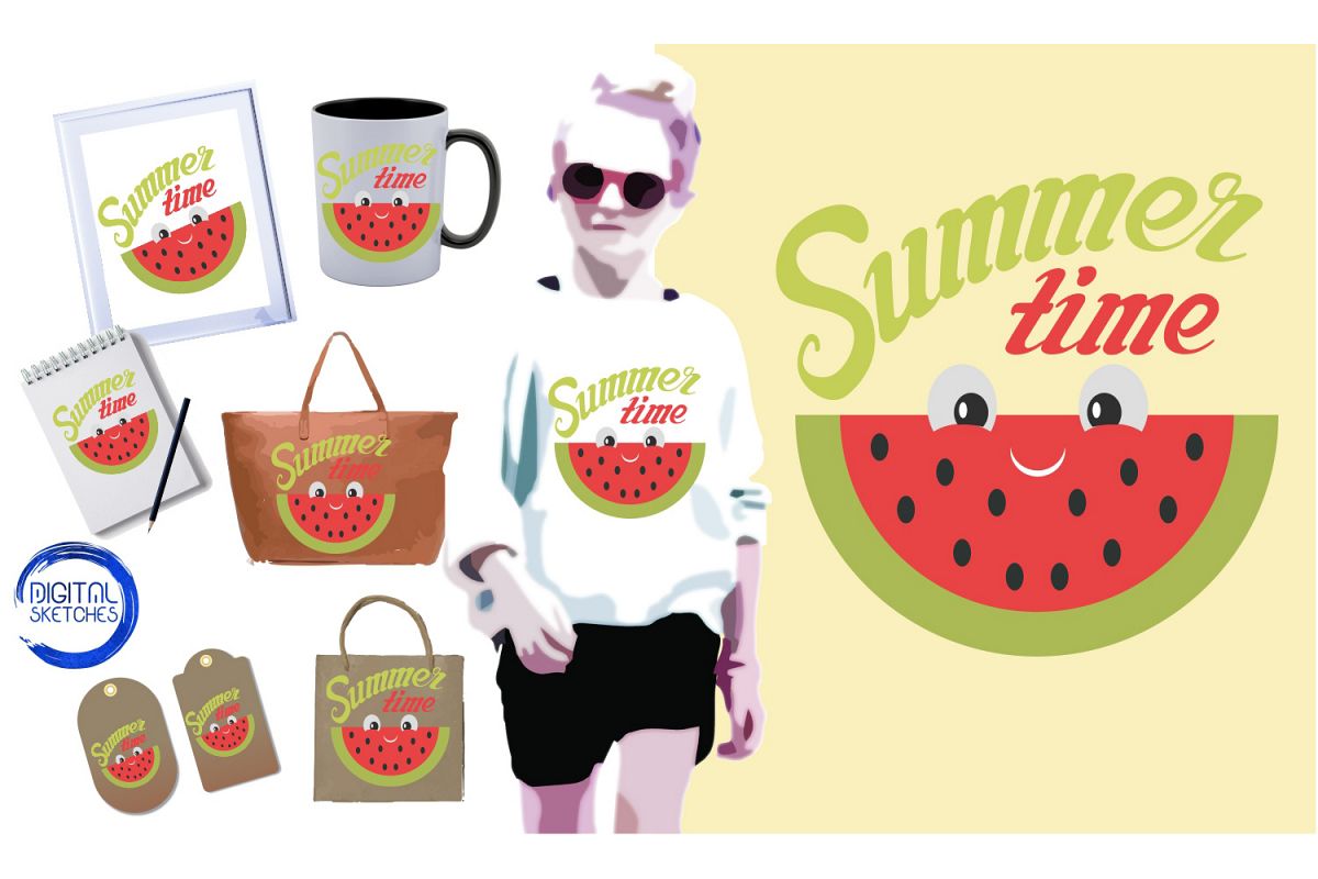 Saying Summer Time Cut File Vector Graphics Illustration example image 1