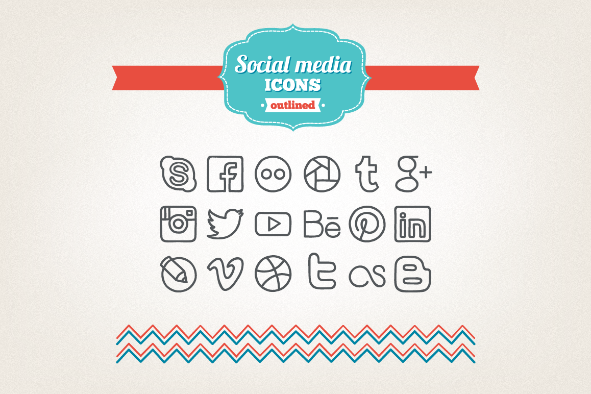 Hand Drawn Social Media Icons example image 1