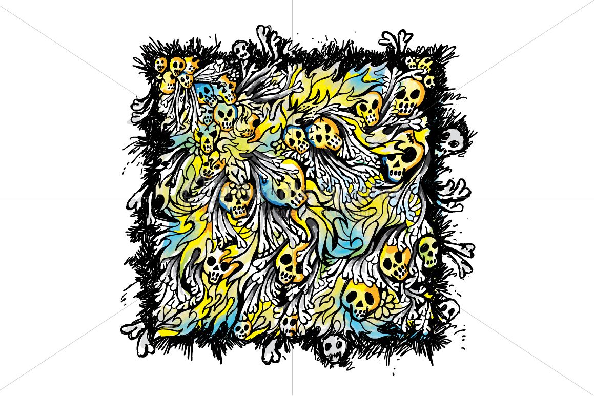 Skulls and Bones - Freehand Style Graphic Illustration example image 1