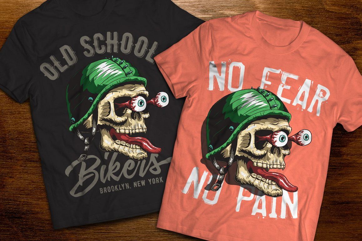 Bikers skull vector t-shirt example image 1