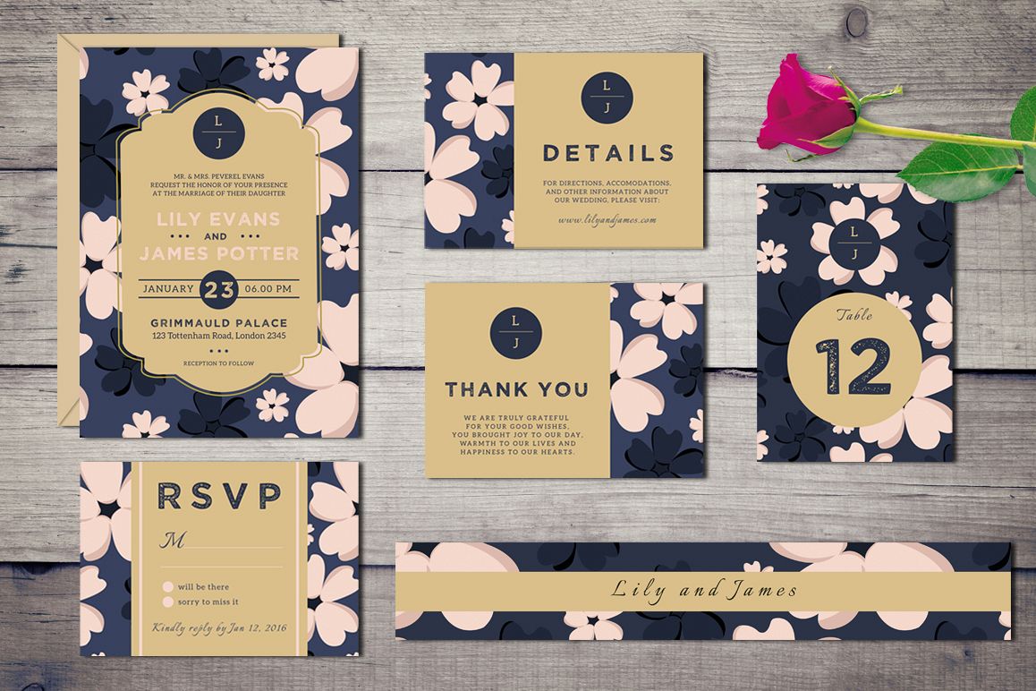 Bloomy - Wedding Invitation Suite example image 1