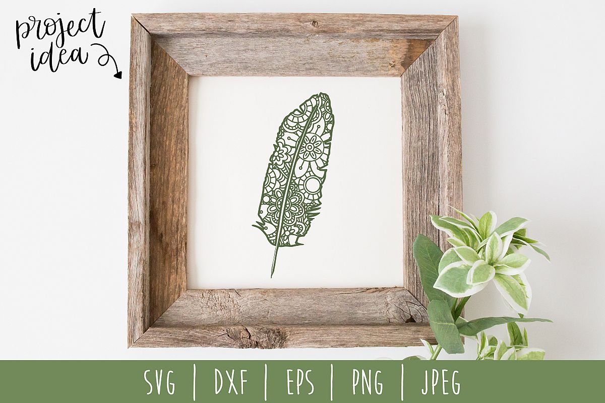 Zentangle Feather SVG, DXF, EPS, PNG JPEG example image 1