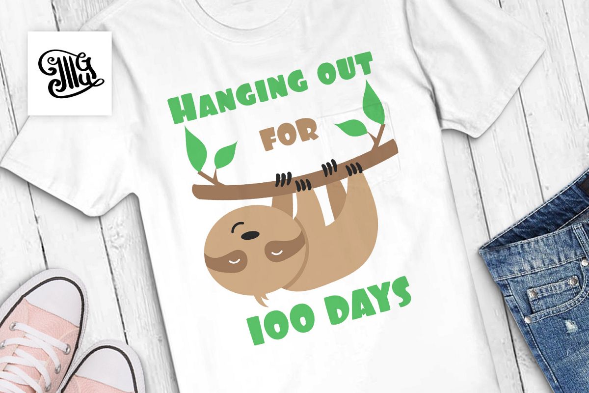 100 days of school for boy svg with sloth clipart example image 1