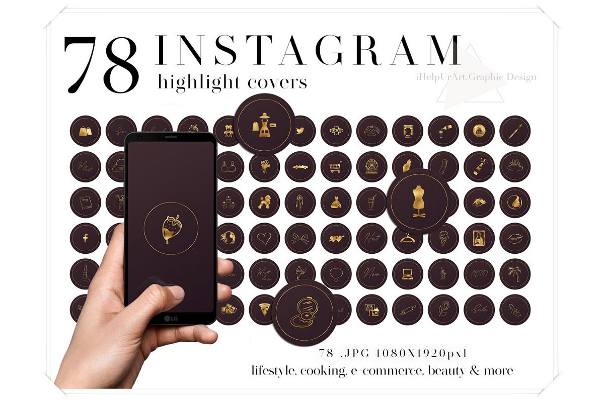 78 Instagram Story Highlight Covers - Gold and Choco example image 1