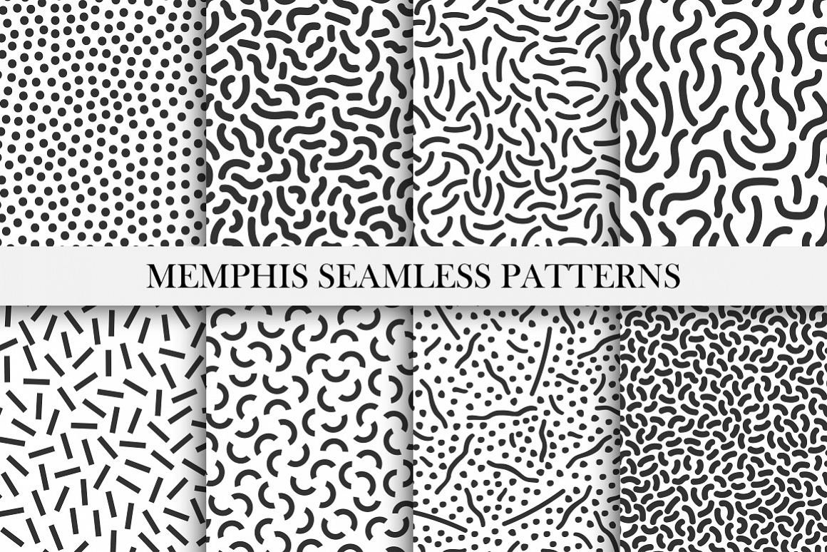 Memphis seamless patterns - 80-90s. example image 1