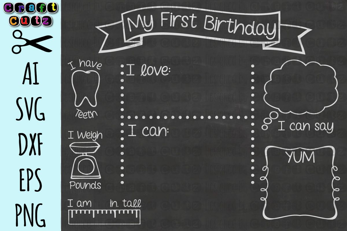 Download My First Birthday Board svg, Birthday Chalkboard svg (122438) | SVGs | Design Bundles