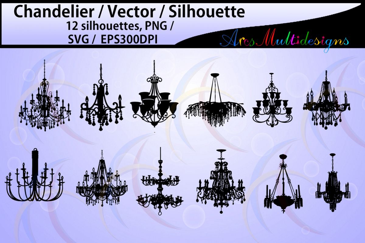 chandelier Silhouette / chandelier SVG files / High Quality / digital clipart / chandelier / chandelier clipart / chandelier EPS / PNG example image 1
