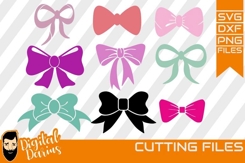 9x Bow Bundle svg , Girl svg, Hair svg, Digital Download example image 1