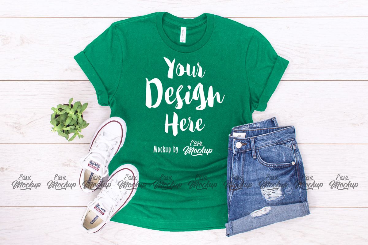 Kelly Green Bella Canvas 3001 T Shirt Mockup example image 1