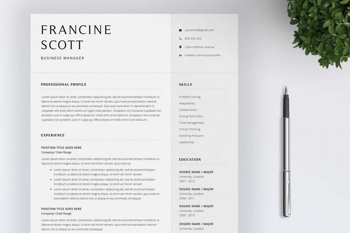 Resume Template and Cover Letter / 4 Pages example image 1