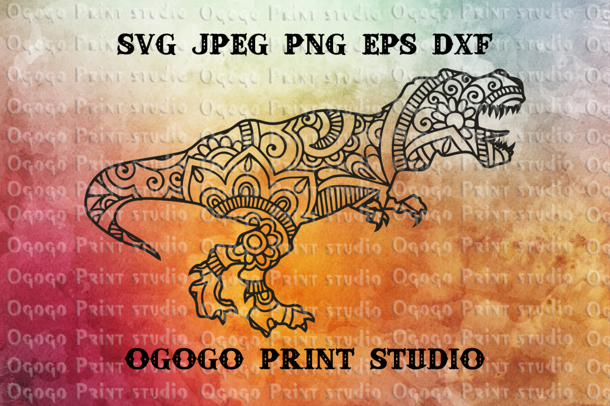 Download Tyrannosaurus Rex SVG, Zentangle SVG, Dinosaur SVG, Mandala