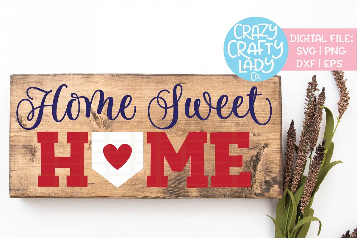 Home Sweet Home Baseball Sign SVG DXF EPS PNG Cut File example image 1