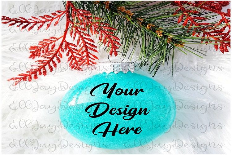 Teal Christmas Glitter Ornament Mock up example image 1