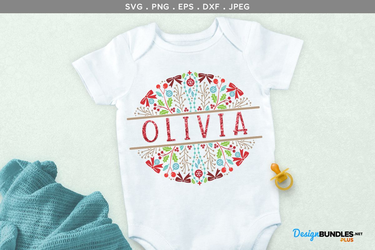 Christmas Bows Split Monogram - svg, printable example image 1