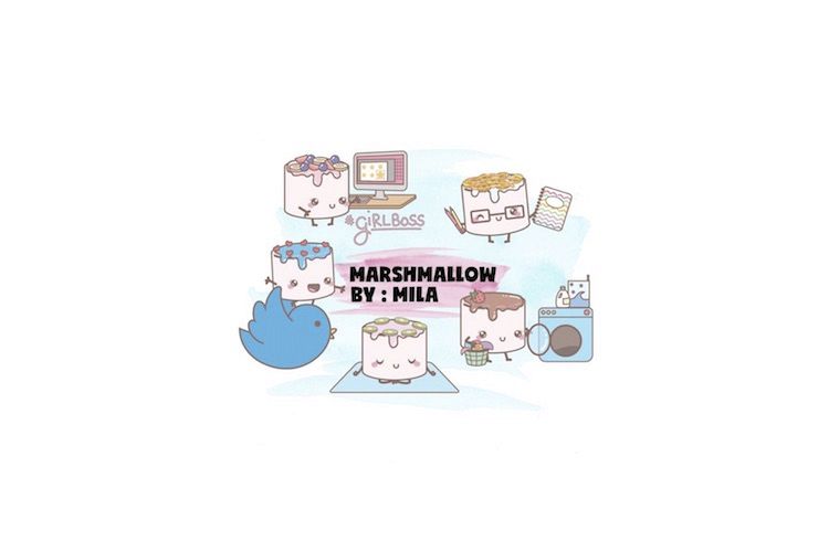 KAWAII MARSHMALLOW CLIPART BUNDLE PNG example image 1