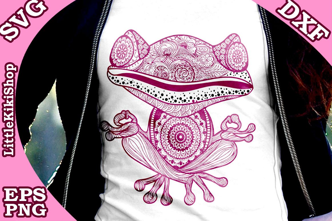 Yoga Frog Svg, MANDALA FROG SVG, Yoga Svg,Funny Frog Svg example image 1