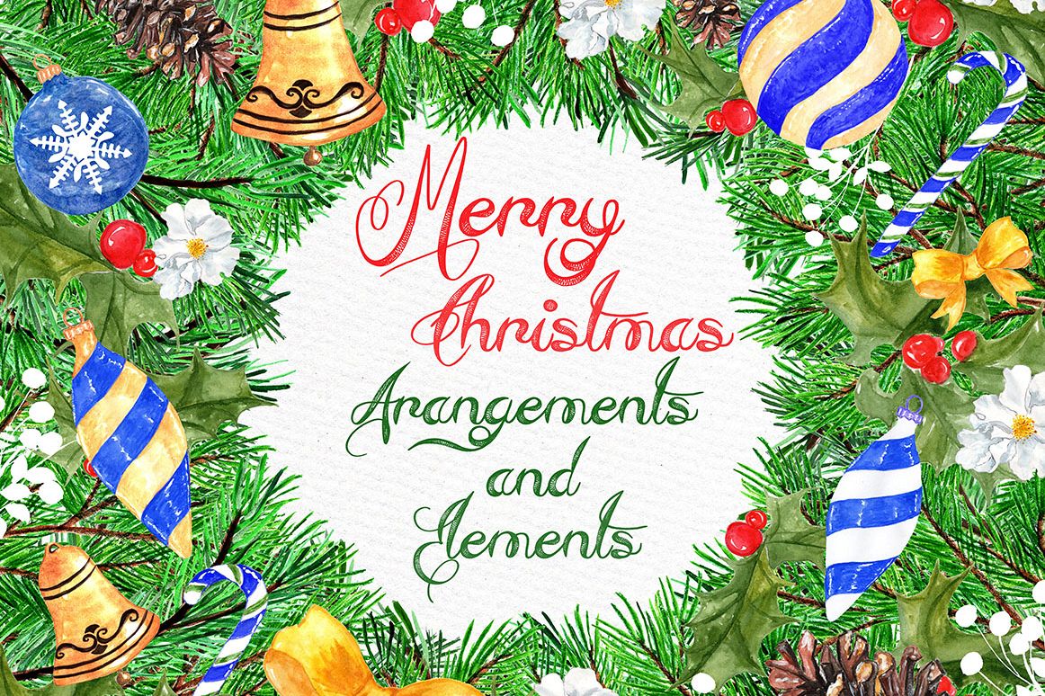 Christmas watercolor clipart example image 1