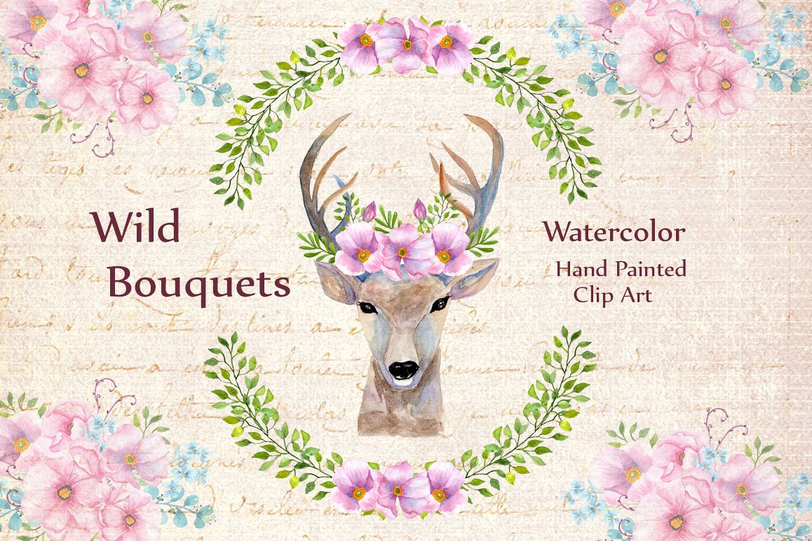 Boho wedding floral clipart example image 1