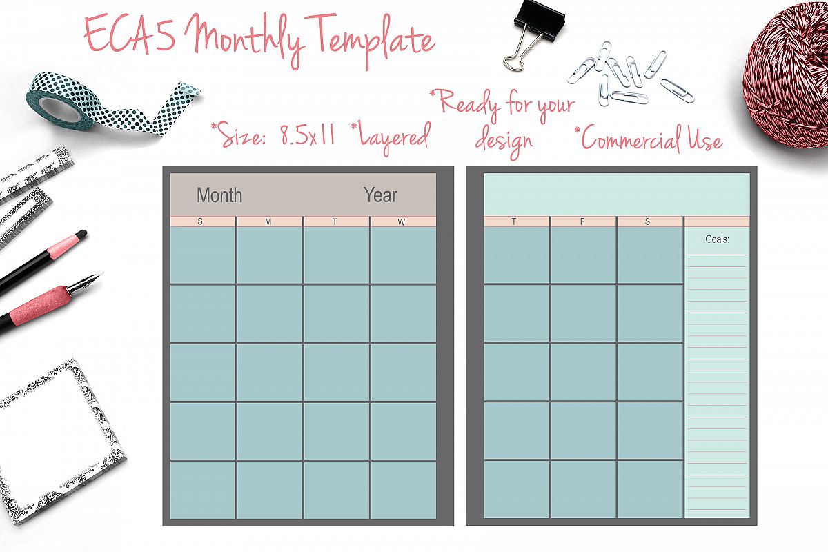 EC A5 Monthly Template example image