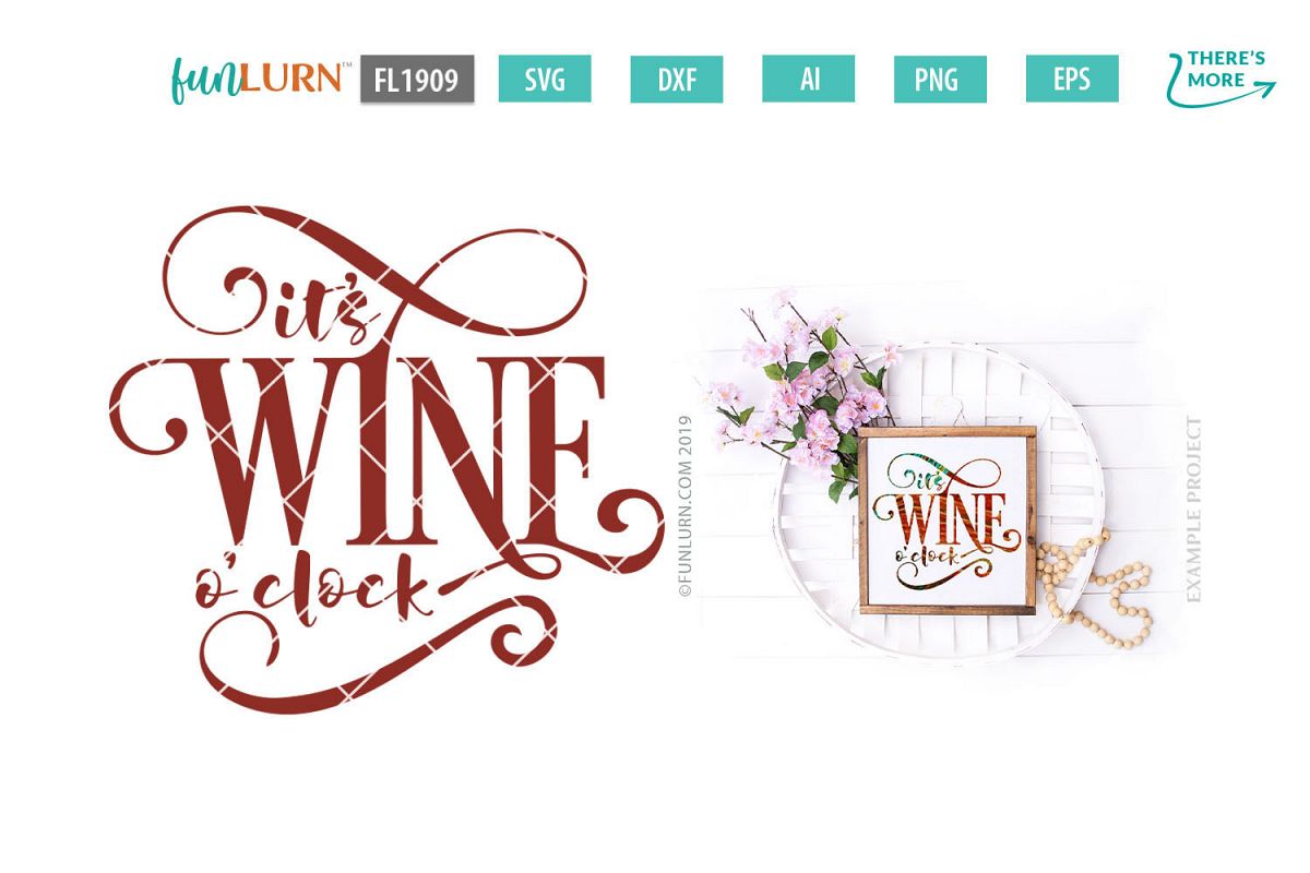 It's Wine O'clock SVG Cut File example image 1