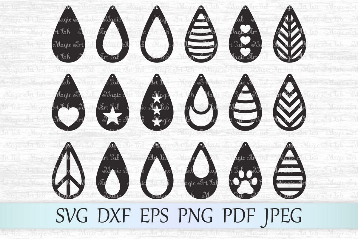 Earrings svg, Tear drop earrings svg, Earrings bundle svg example image 1