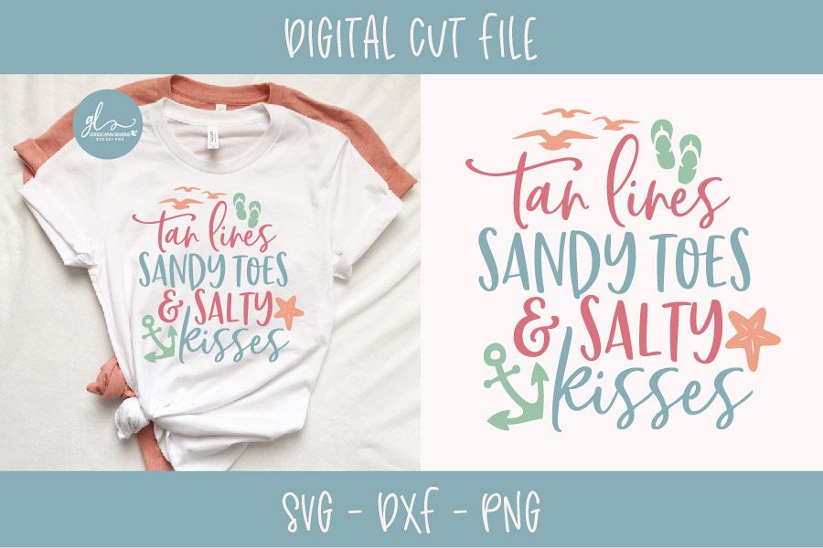 Tan Lines Sandy Toes & Salty Kisses - SVG Cut File example image 1