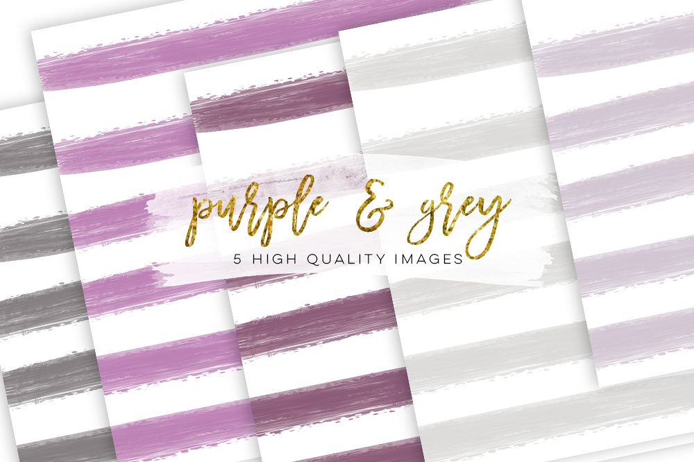 Purple digital paper, lavender Watercolor rose, lavender Watercolor stripe, invitation paper, book background, Gray Stripe Watercolor example image 1