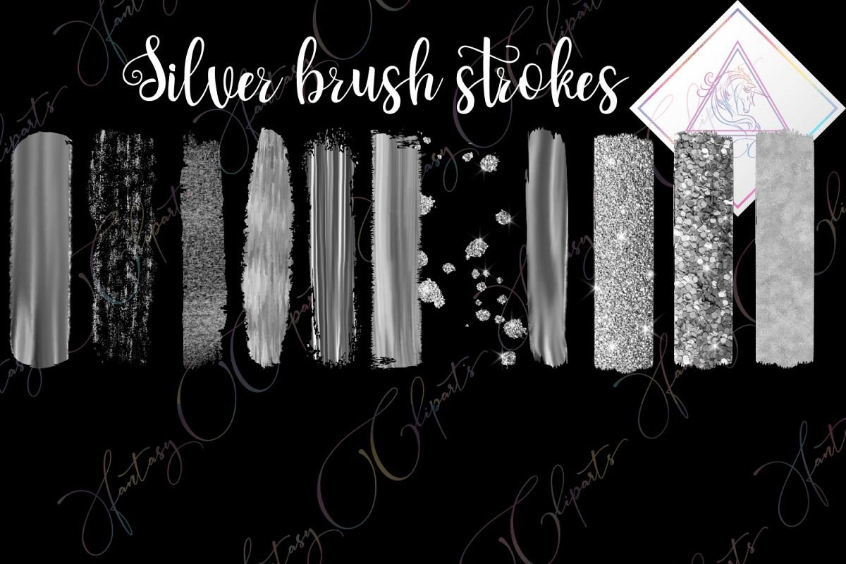Silver Brush Strokes Clipart example image 1