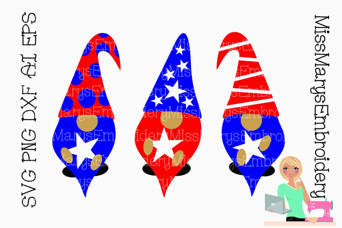 Patriotic Gnomes SVG Cutting File PNG DXF AI EPS example image 1