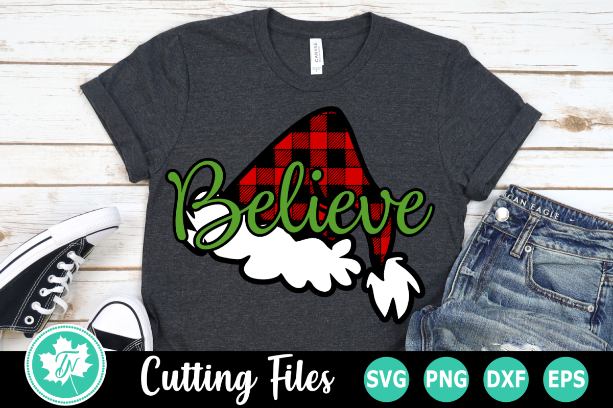 Believe Plaid Hat - A Christmas SVG Cut File example image 1
